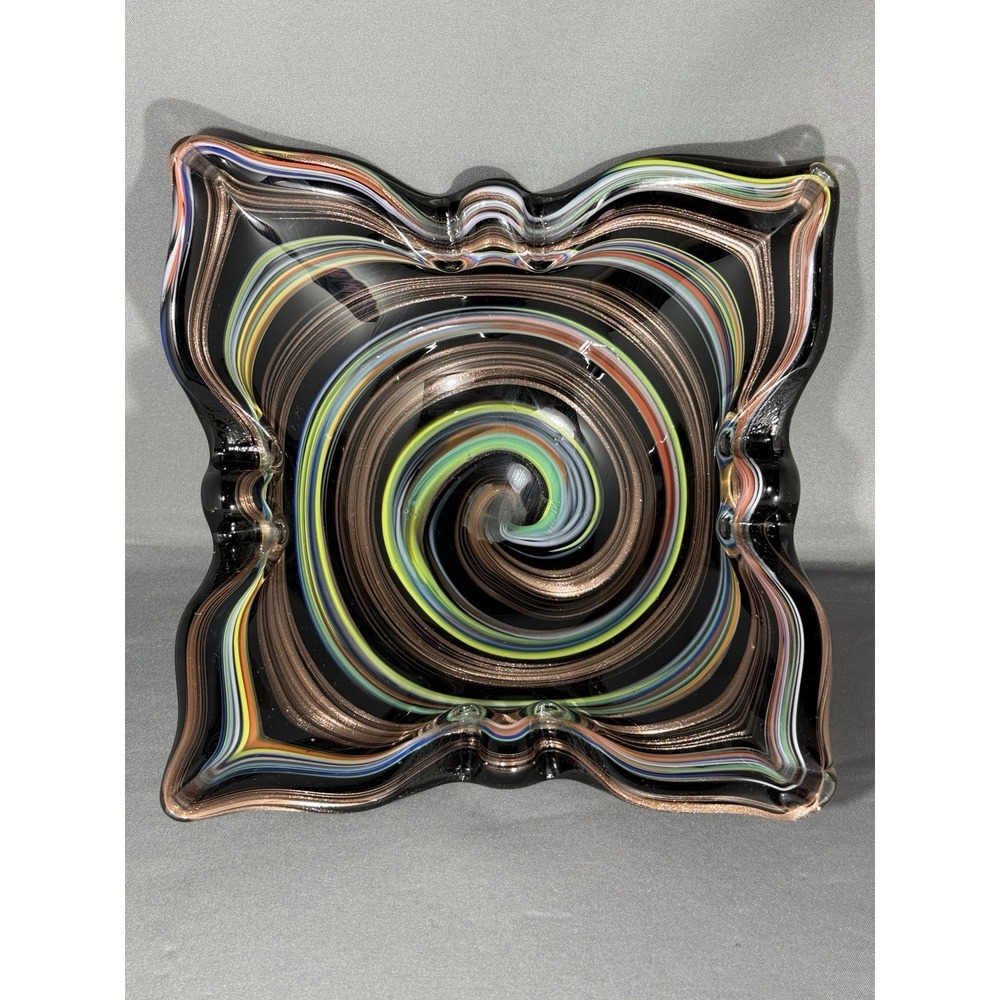 Fratelli Toso Murano Italian Mid Century Modern Glass Pinwheel Circus Tent Bowl